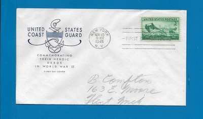 Scott 936 Coast Guard Nov 10, 1945 Farnam FDC Lot1