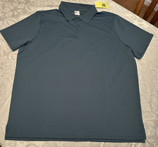 NWT Mens XXL 2XL All in Motion Dark Teal Blue Textured Short Sleeve Polo Shirt