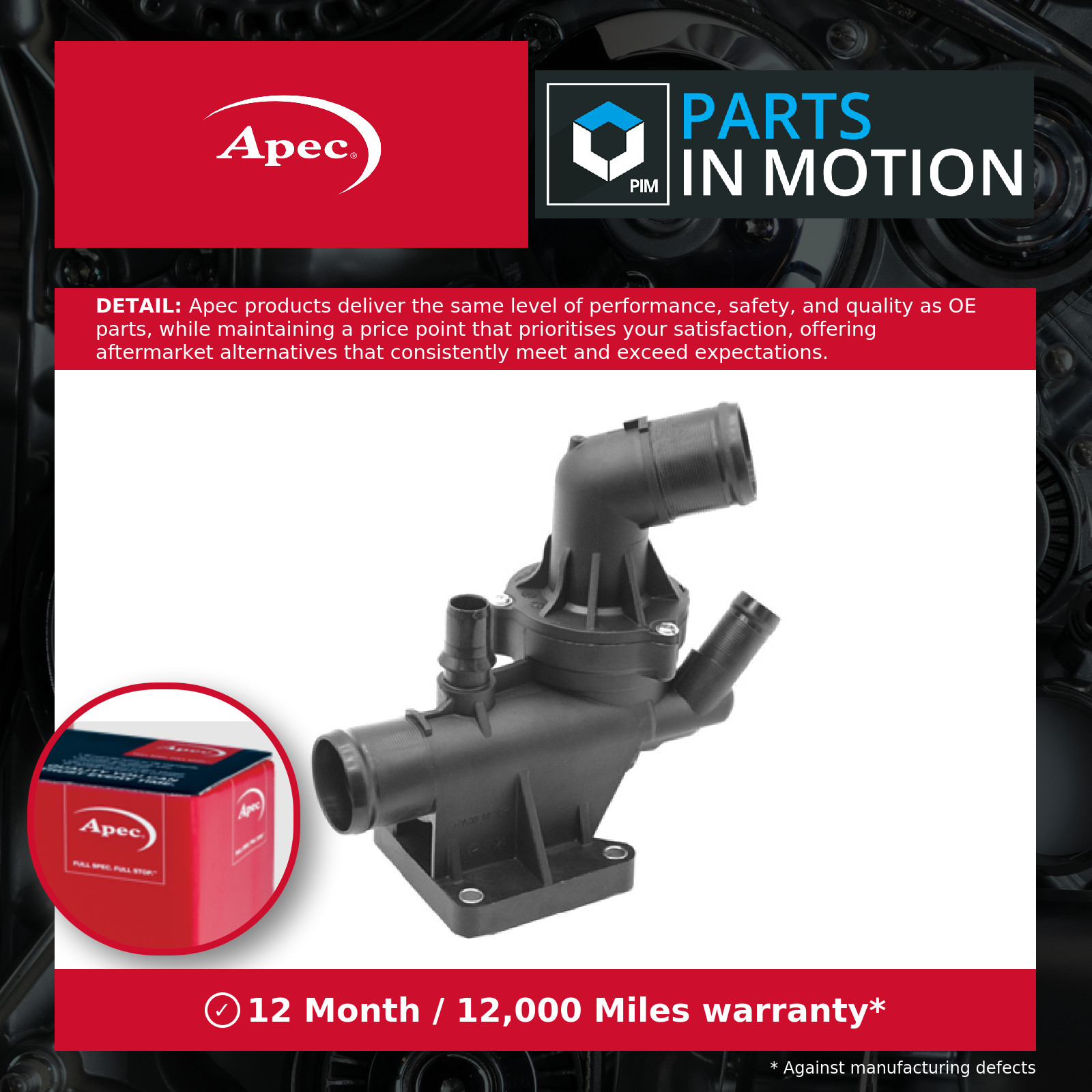 Coolant Thermostat fits RENAULT ESPACE Mk5 1.6D 2015 on R9M452 110615482R Apec - Image 2