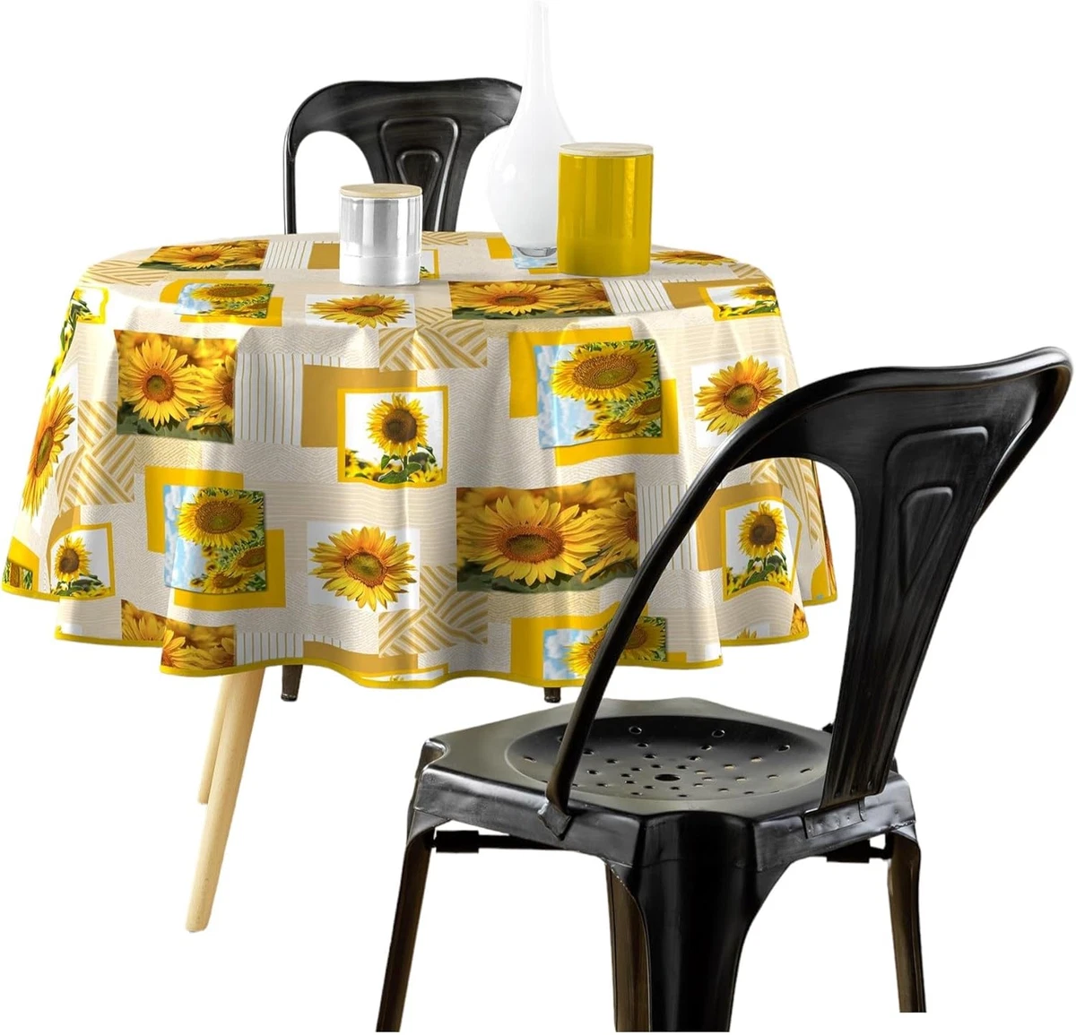 Unique 99157 - Tovaglia Rotonda in Plastica - 2,13 m - Giallo Neon - 1 Pezzo (Confezione da 1