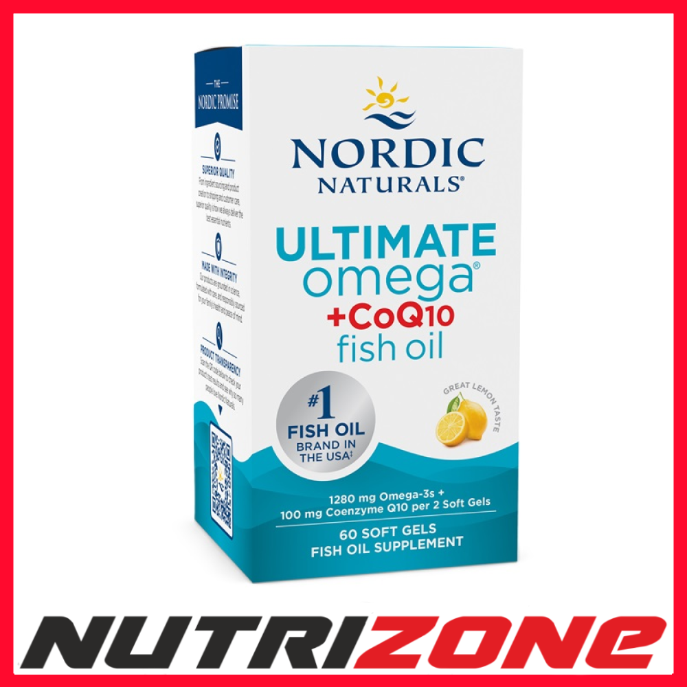Nordic Naturals Ultimate Omega + CoQ10 1280mg Fish Oil, Lemon - 60 softgels
