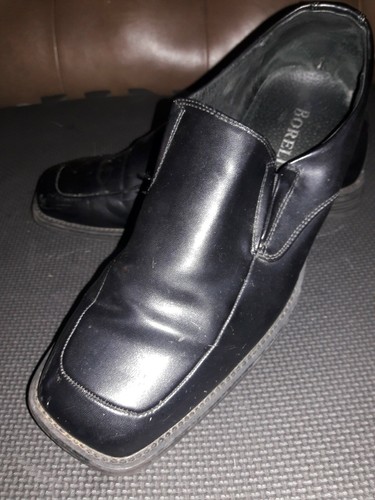 Borelli Broadway Mens US 10.5 M Loafers Black Leather Slip On Shoes Square Toe - 第 1/9 張圖片