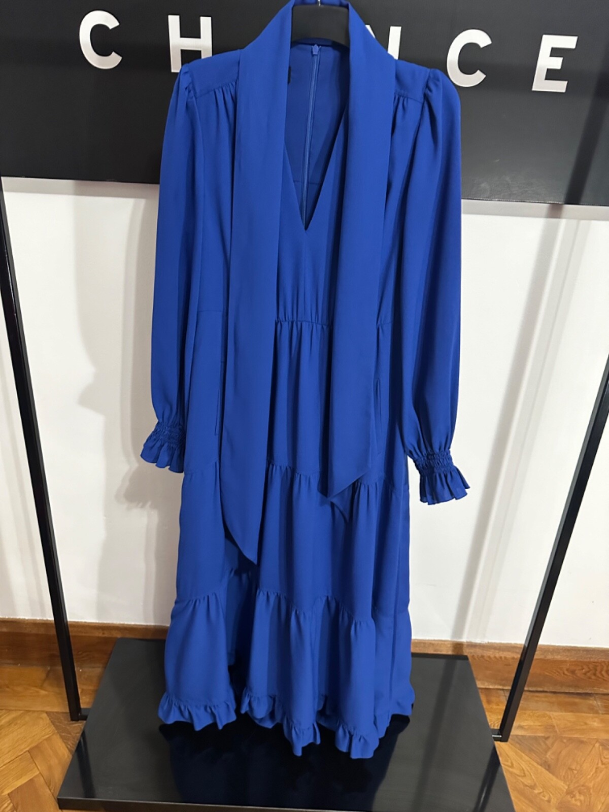 ME+EM DRESS Feminine V Neck Maxi + Belt Intense Blue Size 8 eBay