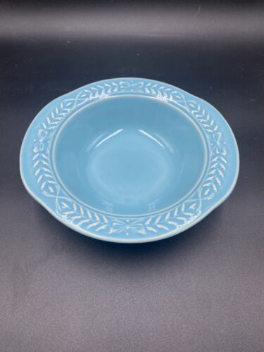 Manijas de tazón de sopa universal de cerámica laurella vintage 7"" petirrojos azul huevo - Imagen 1 de 4