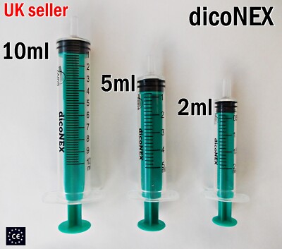 Kunststoffspritzen 2 ml 5 ml 10 ml konzentrisch Luer Slip Spitze Messen Dosieren UK