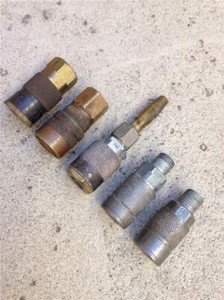 Lot of 5 Vintage Air Hose Coupler Connector Fittings - Milton, Amflo, Etc.