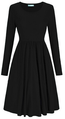 New Women Ladies Frankie Swing Dress Flared Skater Jersey Long Sleeve Midi Plus. | eBay New Women Ladies Frankie Swing Dress Flared Skater Jersey Long Sleeve Midi Plus. | eBay
