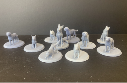 10x assorted 28mm hunting / guard dogs suit Runequest DnD tabletop war games - Afbeelding 1 van 2