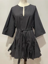 Rhode Belted Black 100% Cotton 3/4 Sleeve Short Pullover Dress Sz S