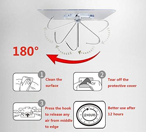 24 Pack Reuseable Wall hooks Self adhesive sticky picture hangers stick on hooks - Picture 3 of 7