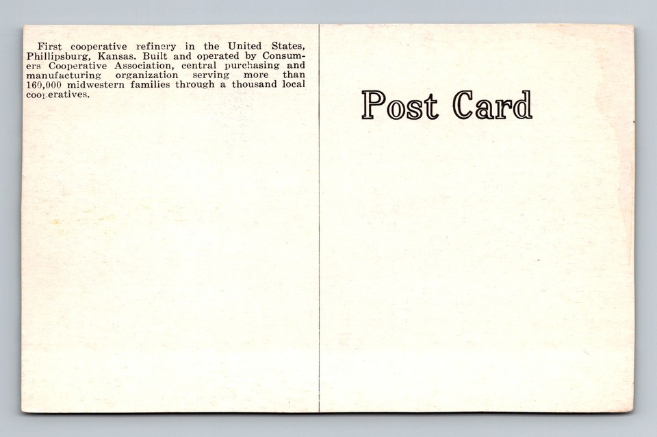 Phillipsburg KSKansas, First Cooperative Refinery, Antique, Vintage