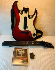 PlayStation 3 PS3 Guitar Hero 5 Band Hero Guitar NO DONGLE W/ Strap, Game Bundle