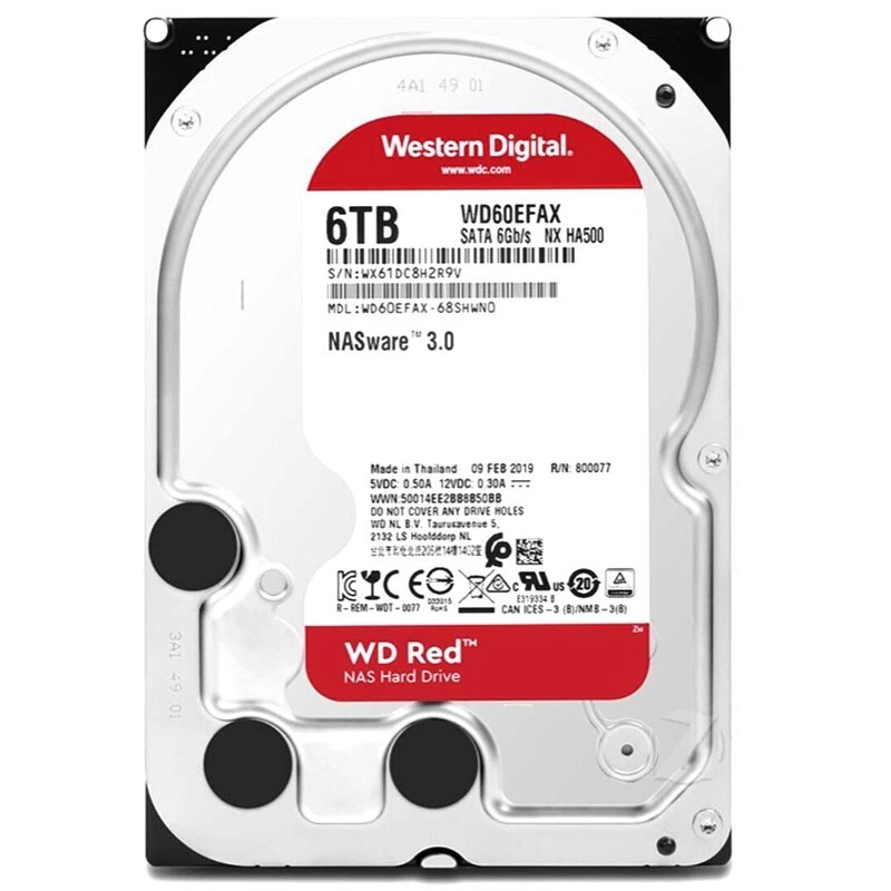 Western Digital Red 6TB WD60EFAX 256MB SATA 3,5" Interne Enterpris HDD Festplatte