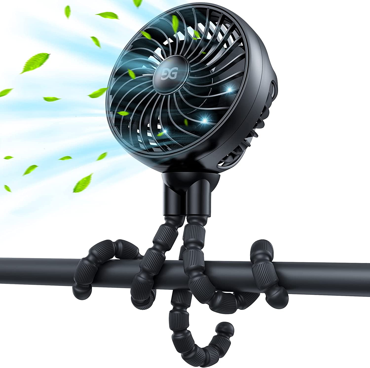Portable Fan Battery Operated, Small Stroller Fan with Flexible Tripod Clip-On f