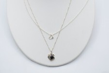 Sterling Silver Dual Necklace Set with Heart and Flower Pendants