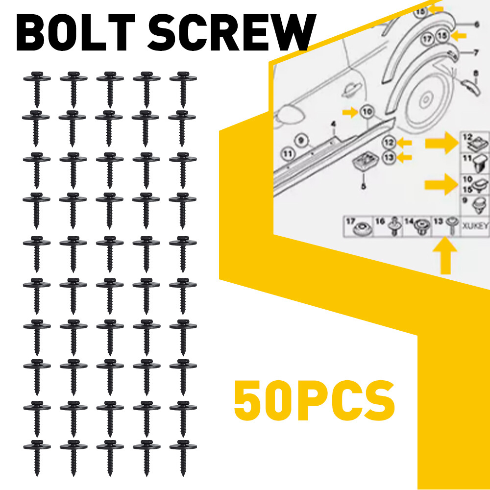 Universal 50-Pack Metal Auto Bumper Clips Car Fender Rivet Fasteners Push Screws