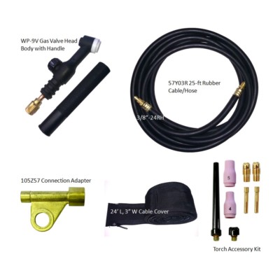 WeldingCity  TIG Welding Torch Package 125A 25-ft Valve-Head 9V-25R Air-Cool USA