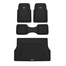 Motor Trend® Deep Dish Car Rubber Floor Mats +Cargo Set Black - Premium Interior