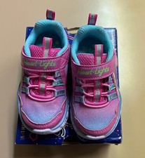 NEW GIRLS SKECHERS HEART LIGHTS EASY STRAP CLOSE SO LOVELY RAINBOW LUX SNEAKER 