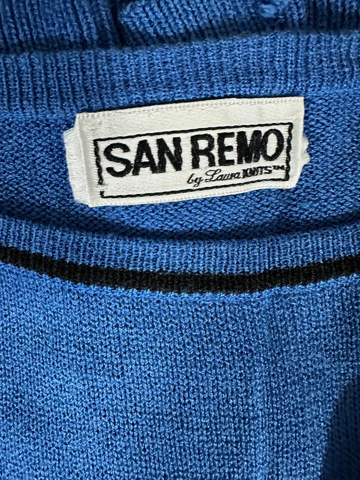 Suéter De Colección SAN REMO Tejido Azul Manga Corta Mujer M/L Foto 2 de 2