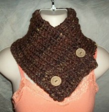Thick Warm Wool Blend Rib Knit Button Scarf Neck Warmer NEW