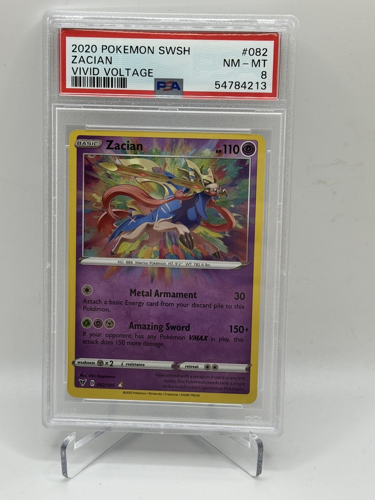 zacian vivid voltage pokemon card value - 082/185 Ultra Amazing Rare holofoil pattern or surface detail) 2020 Pokemon Sword & Shield