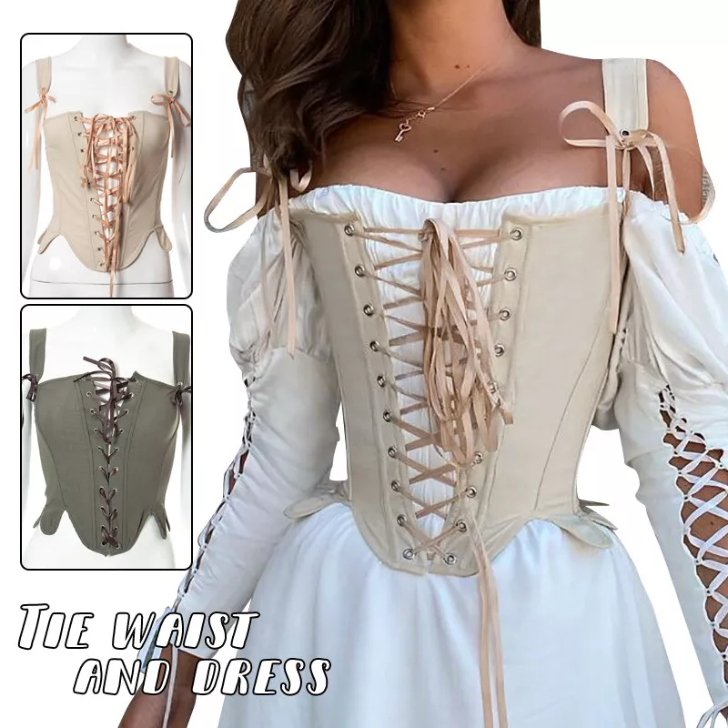 Vintage Corset Bustier Medieval Lace Up Bandage Tank Top Camisole