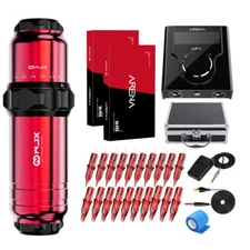 WJX Six Stroke Rotary Tattoo RCA Machine Permanent Makeup Pen Power Supply Kit