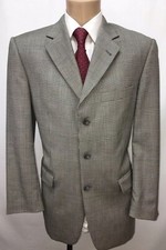 BURBERRY LONDON KENSINGTON MENS SUIT JACKET BLAZER SIZE 40R GREY GLEN PLAID