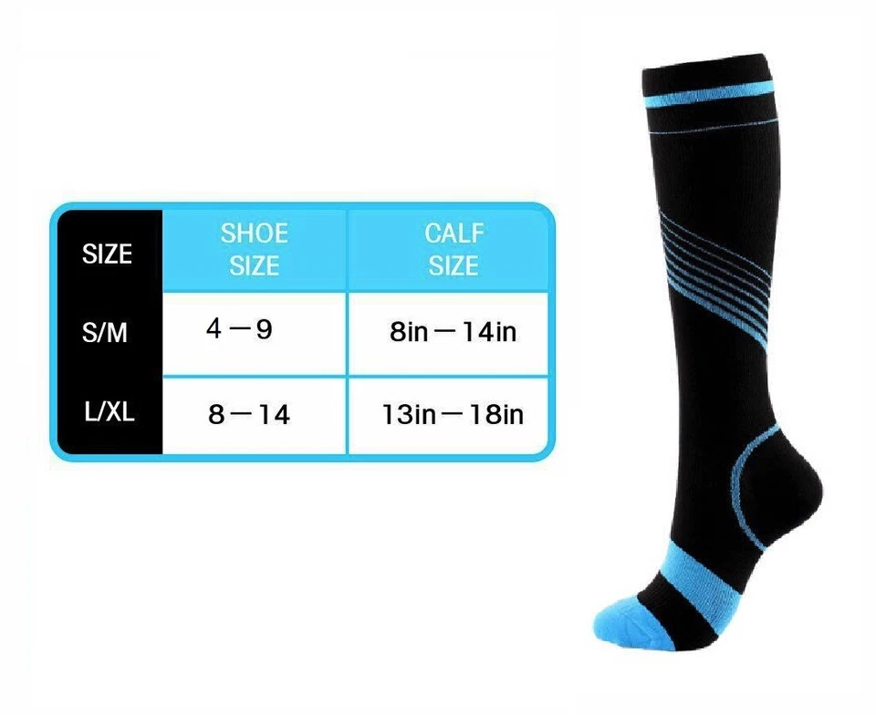 Compression Socks For Men & Women Varicose Veins Anti-Fatigue Flight Running NHS - Image 2 of 4