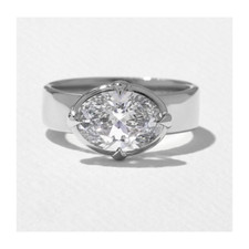 Engagement Ring 2.00 Ct Oval Cut Lab Grown Diamond 18k White Gold IGI 5 6 7