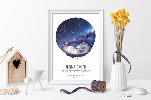 Personalised BABY Scan STAR MAP Constellation Print/ New Mum/ Mother gift idea - Picture 3 of 3