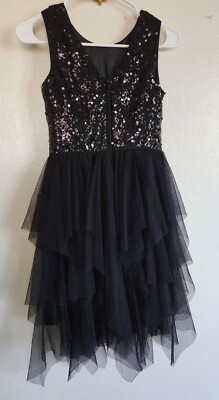 H&M Girls Black Sleeveless Sequin Party Formal Dress 11-12Y