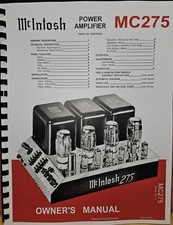 McIntosh MC275  OWNER'S MANUAL and MAINTENANCE MANUAL 