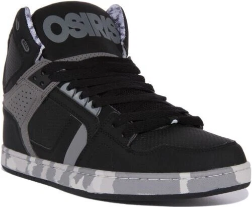 OSIRIS Nyc 83 CLK Hommes Lacet Mi Haut Skate Baskets Noir Gris