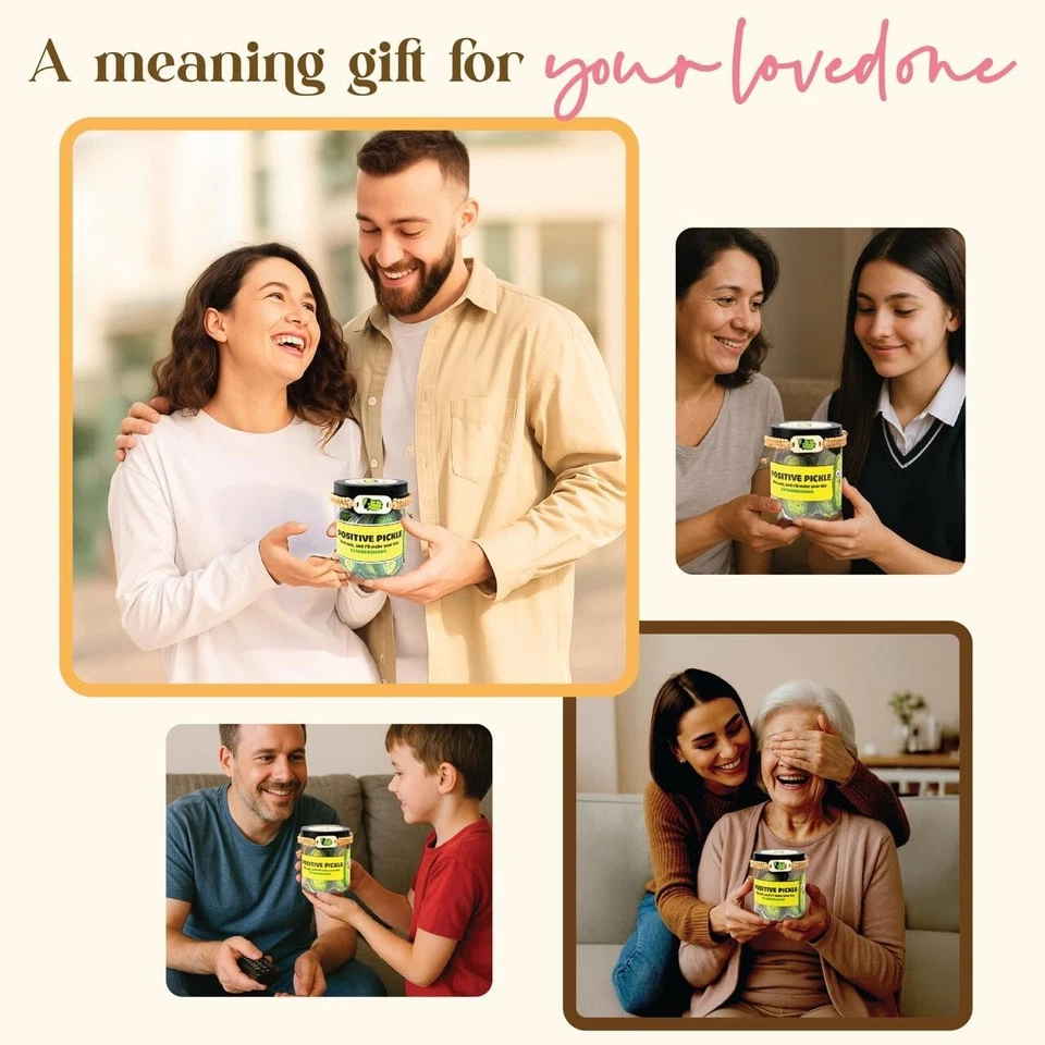 Tarro de 60 tarjetas de pepinillo positivo, tarjetas de afirmación para mujer, regalos del día del padre para Foto 4 de 4