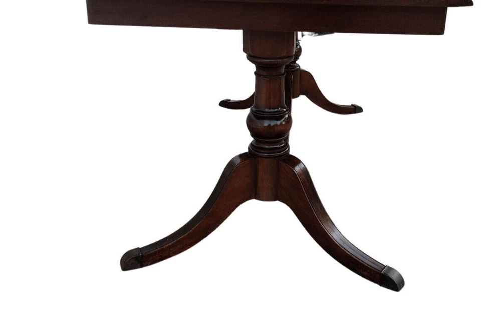 Mesa de comedor antigua georgiana inglesa doble pedestal caoba 62 x 42" de madera de colección Foto 3 de 4