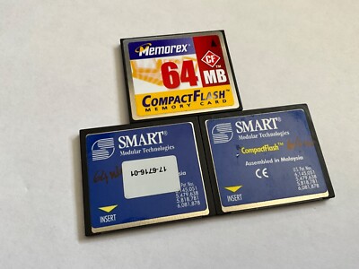 Lot of 3pcs 64mb assorted brands Compactflash CFI *Small Storage Capacity*