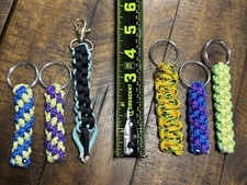 Multicolor Paracord Keychains Lot Of 6 Multi Weaves  Lengths