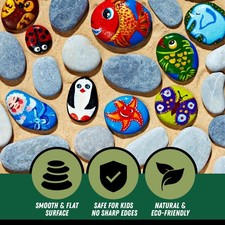 10 River Rocks for Painting, Flat  Smooth Stones, No Sharp Edges, 2" to 4"