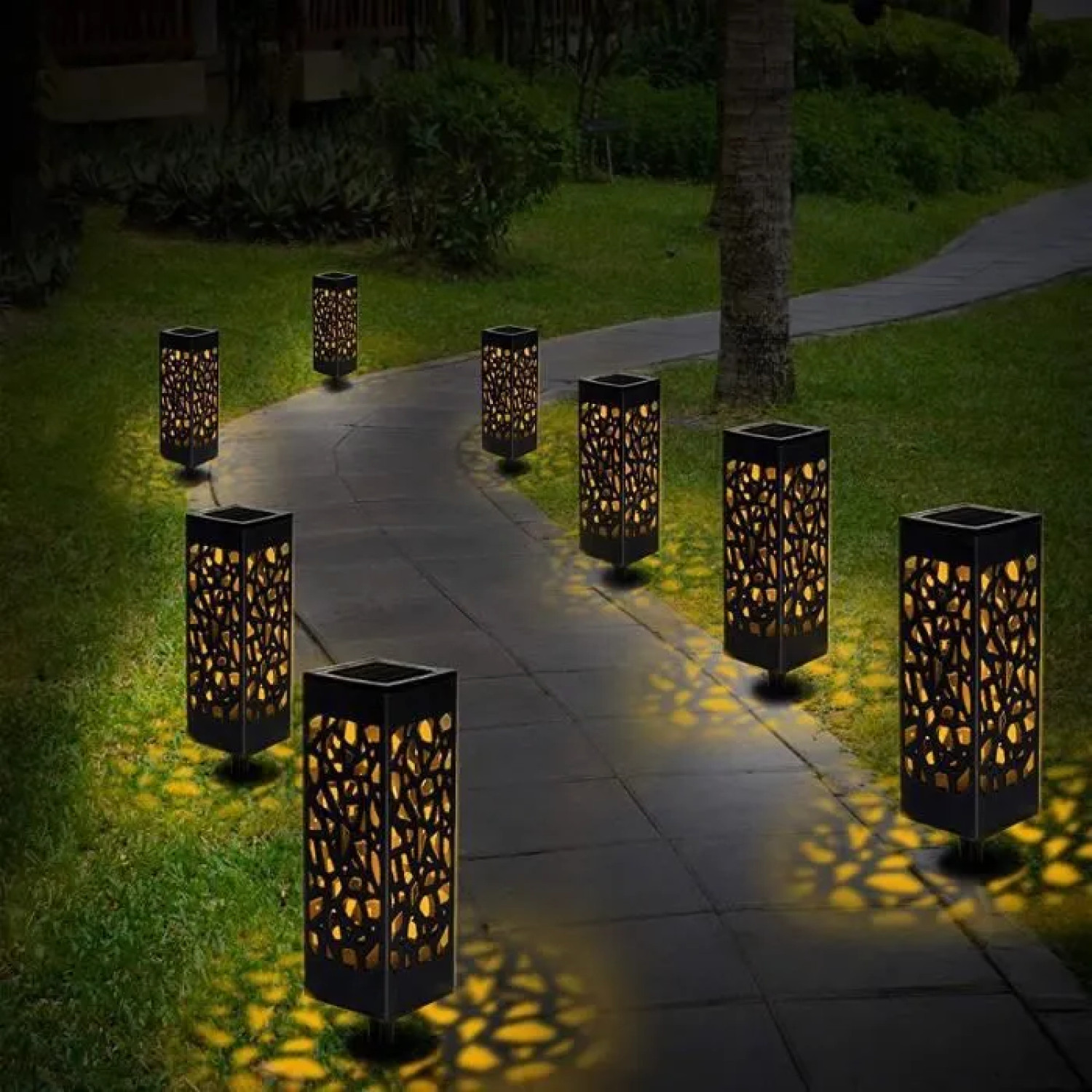 Lampe solaire jardin 8 LED étanche IP44 éclairage extérieur terrasse et chemin