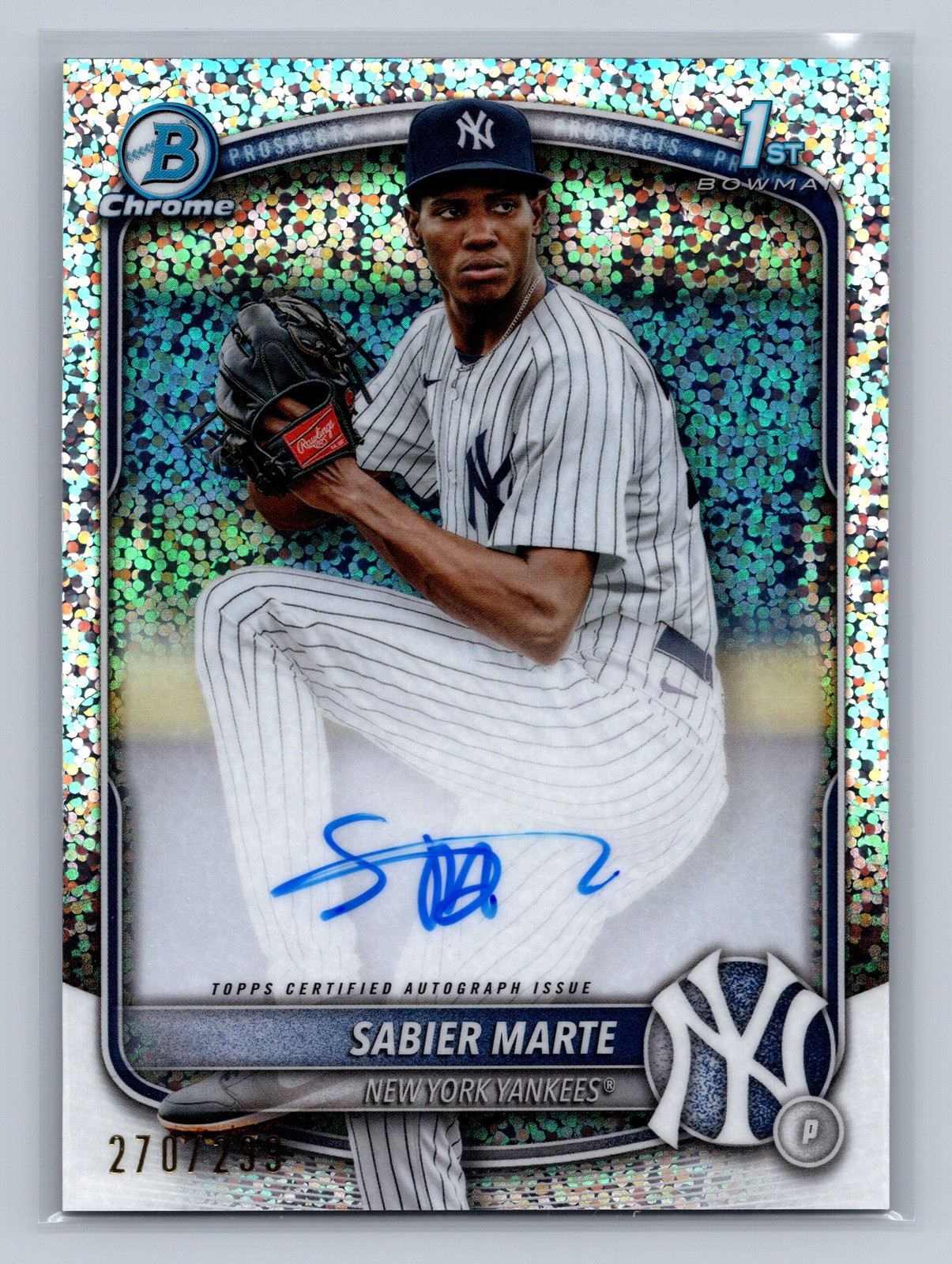 2025 BOWMAN CHROME #CPA SM SABIER MARTE SPECKLE REFRACTOR AUTO /299