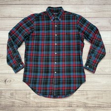 Vintage Polo Ralph Lauren Mens Classic Fit Plaid Brushed Flannel Shirt Size M