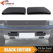 Gloss Black Front Bumper Guards Pads End Caps Cover for 2021+ Ford F150 Exterior
