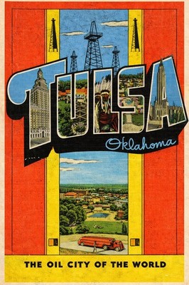🌎 Tulsa Oklahoma Vintage Poster - The Oil City of the World