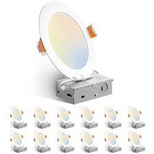 Amico 6 Inch White Ultra Thin 5CCT LED Recessed Ceiling Light with Junction Box