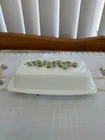Pyrex Vintage Butter Dish Spring Blossom Lazy Daisy Green -Hard to Find!
