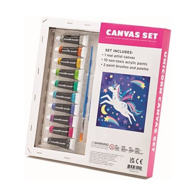 Crocodile Creek Einhorn-Leinwand-Malset für Kinder ab 6 Jahren   Acryl-Malset en