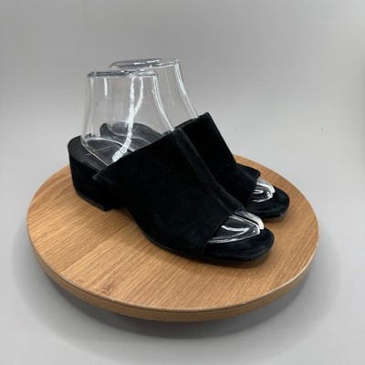 Vagabond Shoemakers Mules Sz 6 Black Suede Block Heel Open Toe Minimalist Slide
