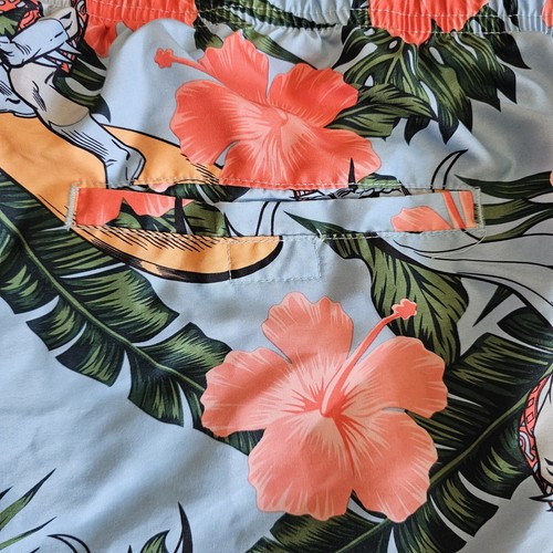 Used DC Batman Surfing Men's XL Light Blue Swim Trunks Floral All Over Print - Picture 13 of 17